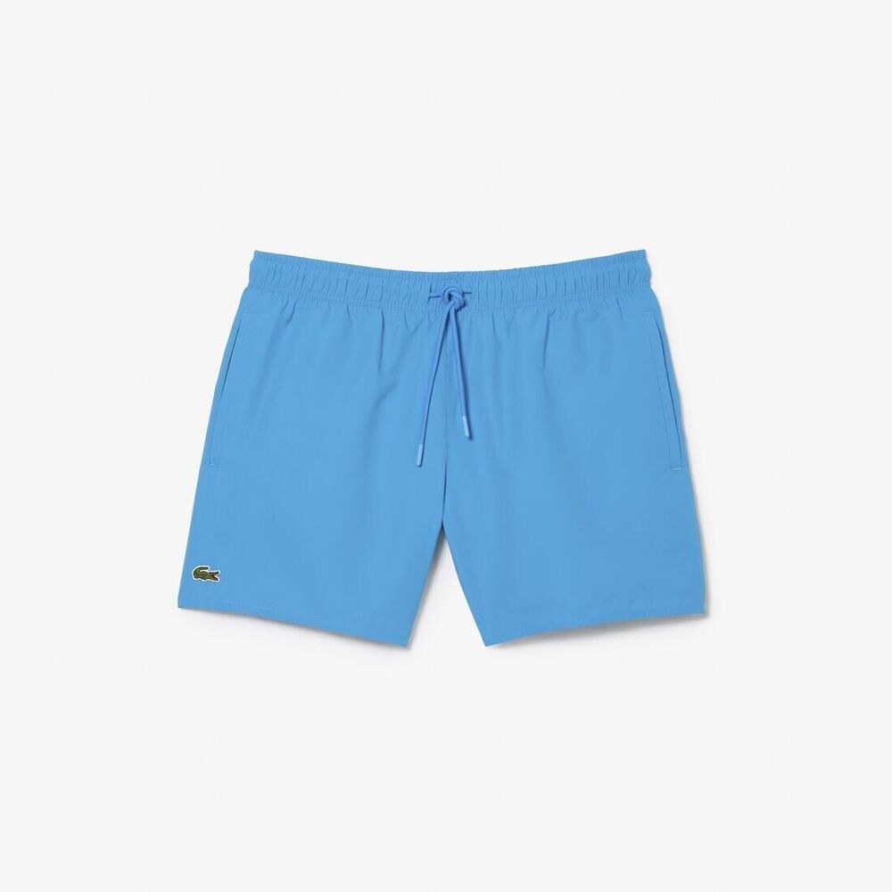 Lacoste Men's Light Quick-Dry Swim Shorts With Pockets Turquoise Blue XXL